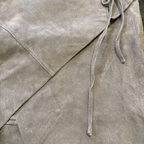 BLANKNYC-Suede Leather Lined Mini Skirt-Lace Up Faux Wrap-Smoky Gray-Size 30 - Picture 6 of 16